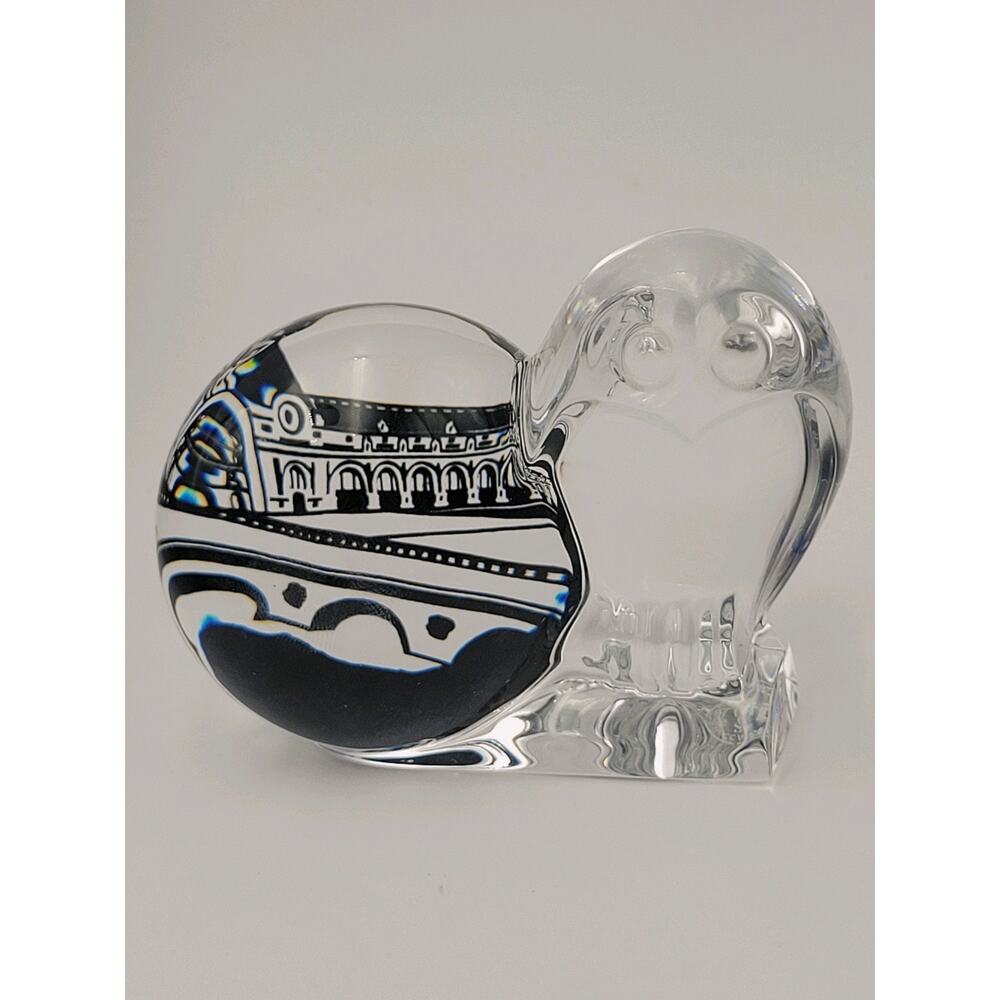 BACCARAT Crystal Owl Figurine W/ Musée d'Orsay in France Paris Rare Discontinued